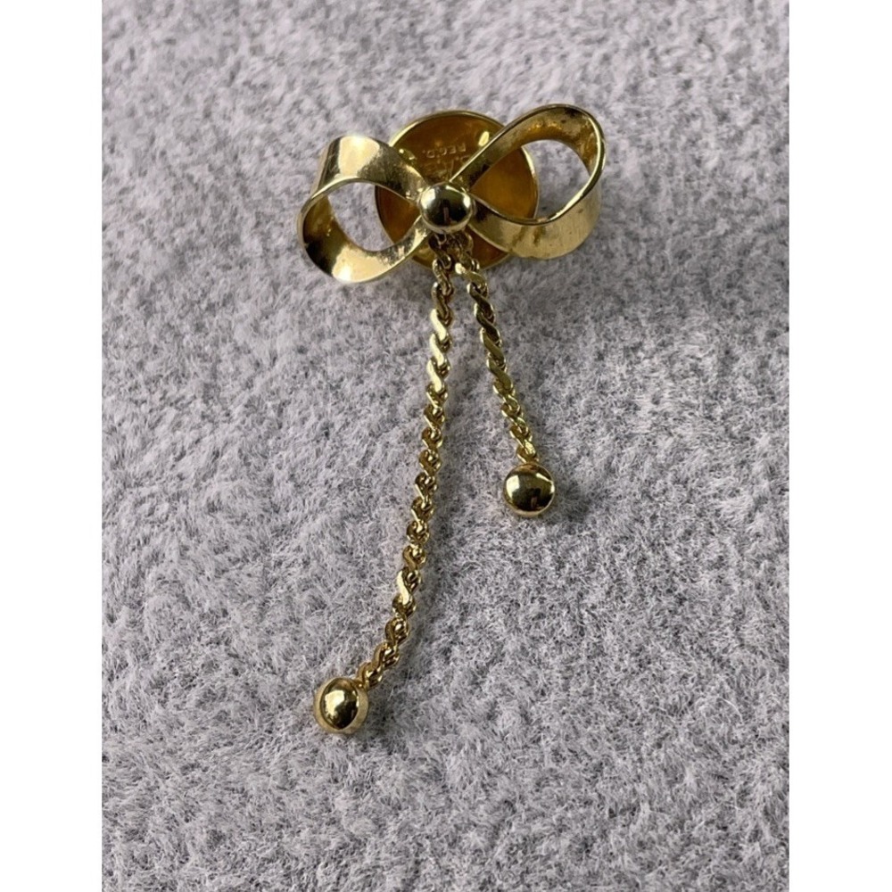 Vintage B.A.B Tassel Gold Tone Ribbon Dangle Chain Pin